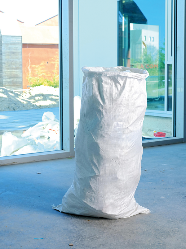 White woven polypropylene rubble bag